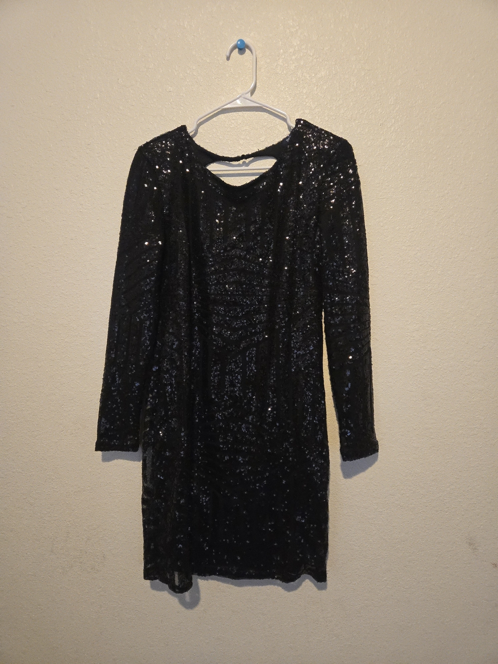 Black Sequin Long Sleeve Party Dress